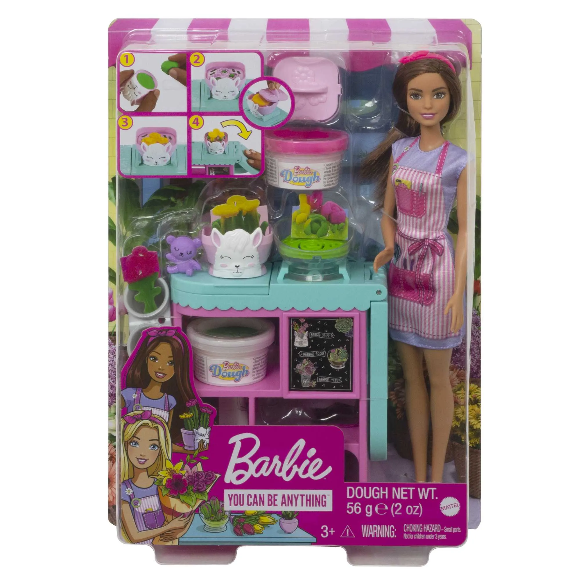 Barbie Career Florist Playset With Brunette Doll, Dough, Vases And More, Ages 3 Years And Up