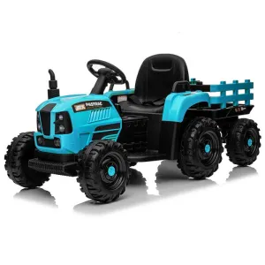 Blue Ride on Tractor with Trailer