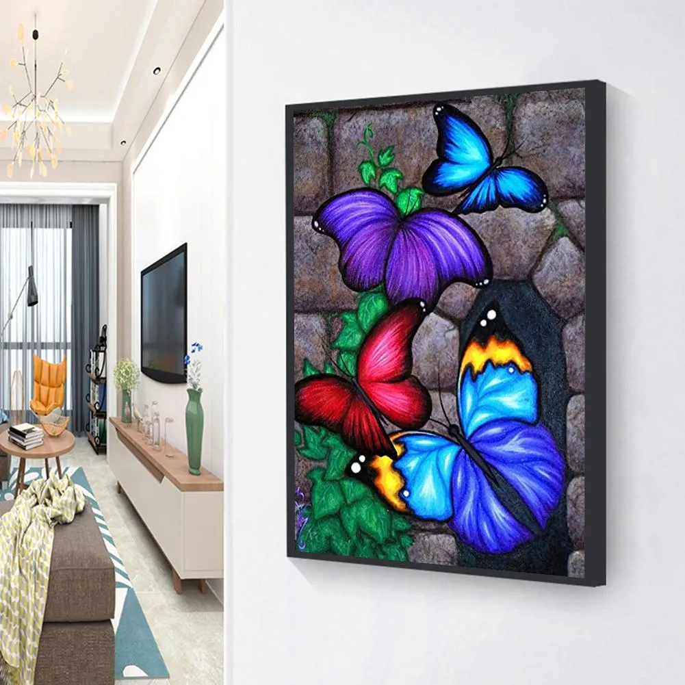 Butterfly Stone Gate - Full Round Diamond - 30x40CM