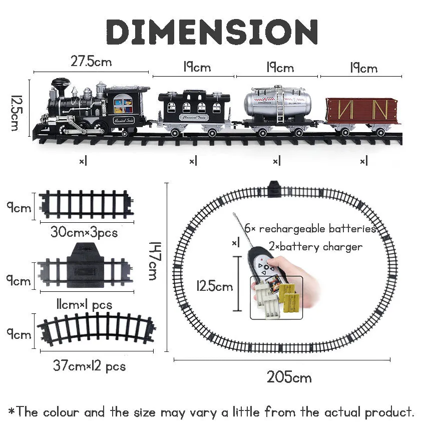 Children's Remote Control Steam Train Super Long Jointed Track Electric Toy Train Set - Creative Building Kit