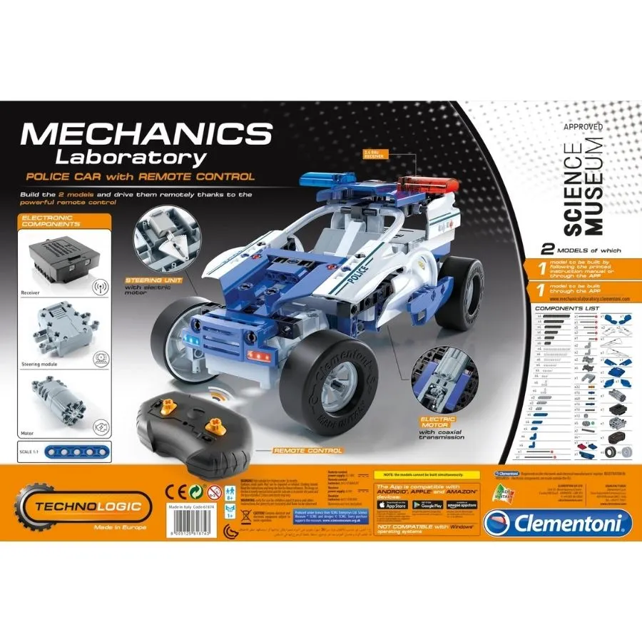 Clementoni - Mechanics Laboratory: Police Car with Remote Control Construction Kit