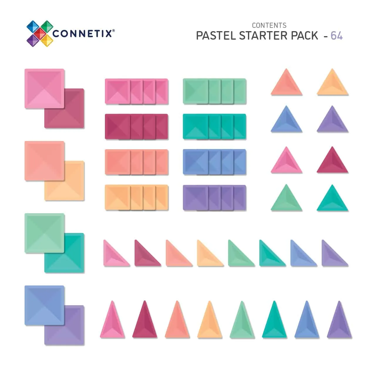 Connetix Pastel Starter Pack 64 pc