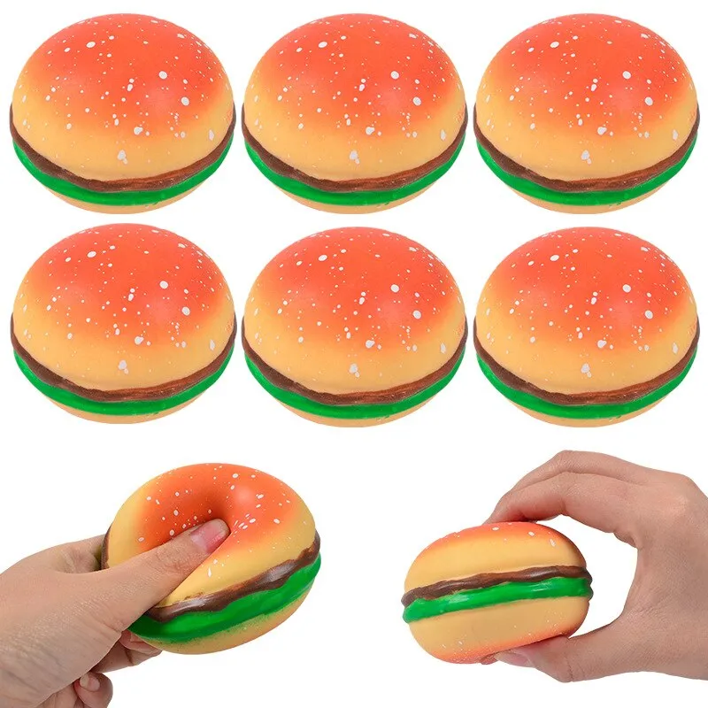 Creative decompression hamburger rebound vent ball simulation food play tricky toy flour pinch music decompression artifact toy