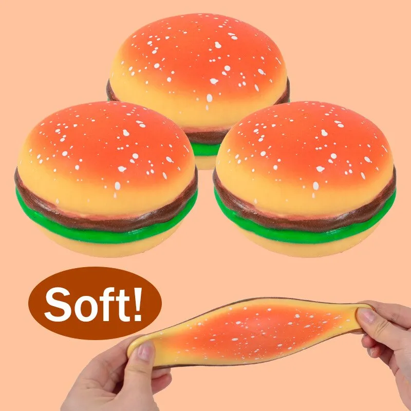 Creative decompression hamburger rebound vent ball simulation food play tricky toy flour pinch music decompression artifact toy