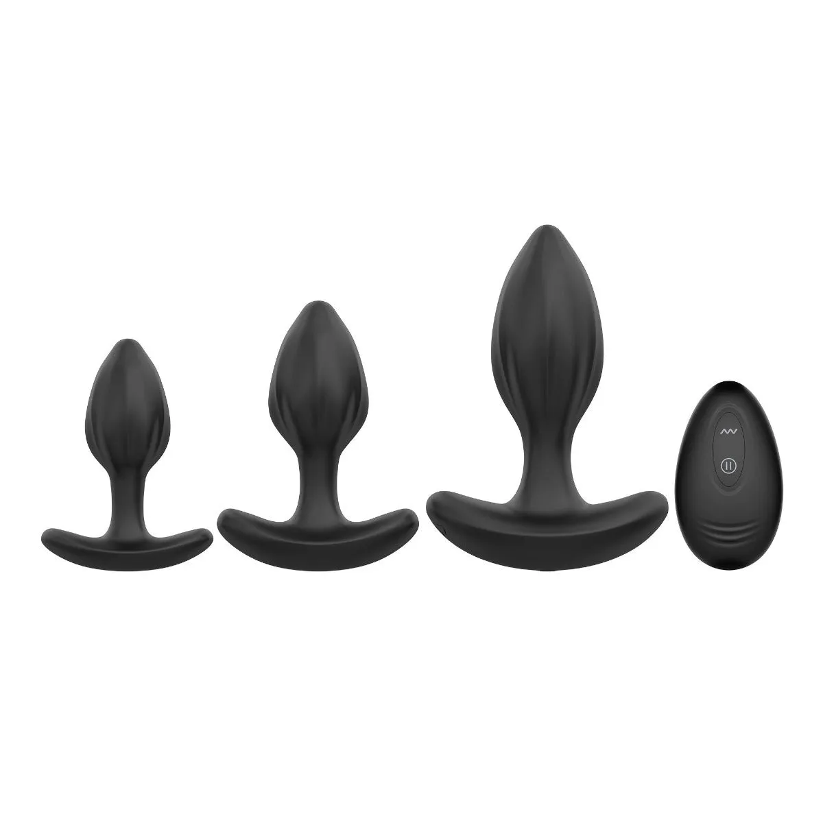 Desire Me Silicone Anal Plug Set - The Large Plug Vibrates!