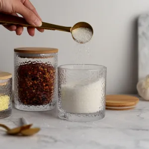 Dimpled Glass Kitchen Condiment Jar