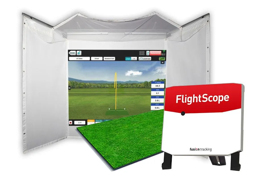 FlightScope X3 Retractable Screen Golf Simulator Package