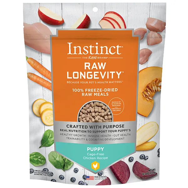 Instinct Dog Food Raw Longevity Freeze Dried Chicken Recipe for Puppies