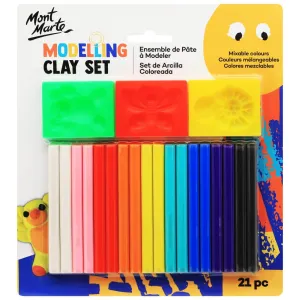 Kids Colour Modelling Clay Set w/Moulds 21pce