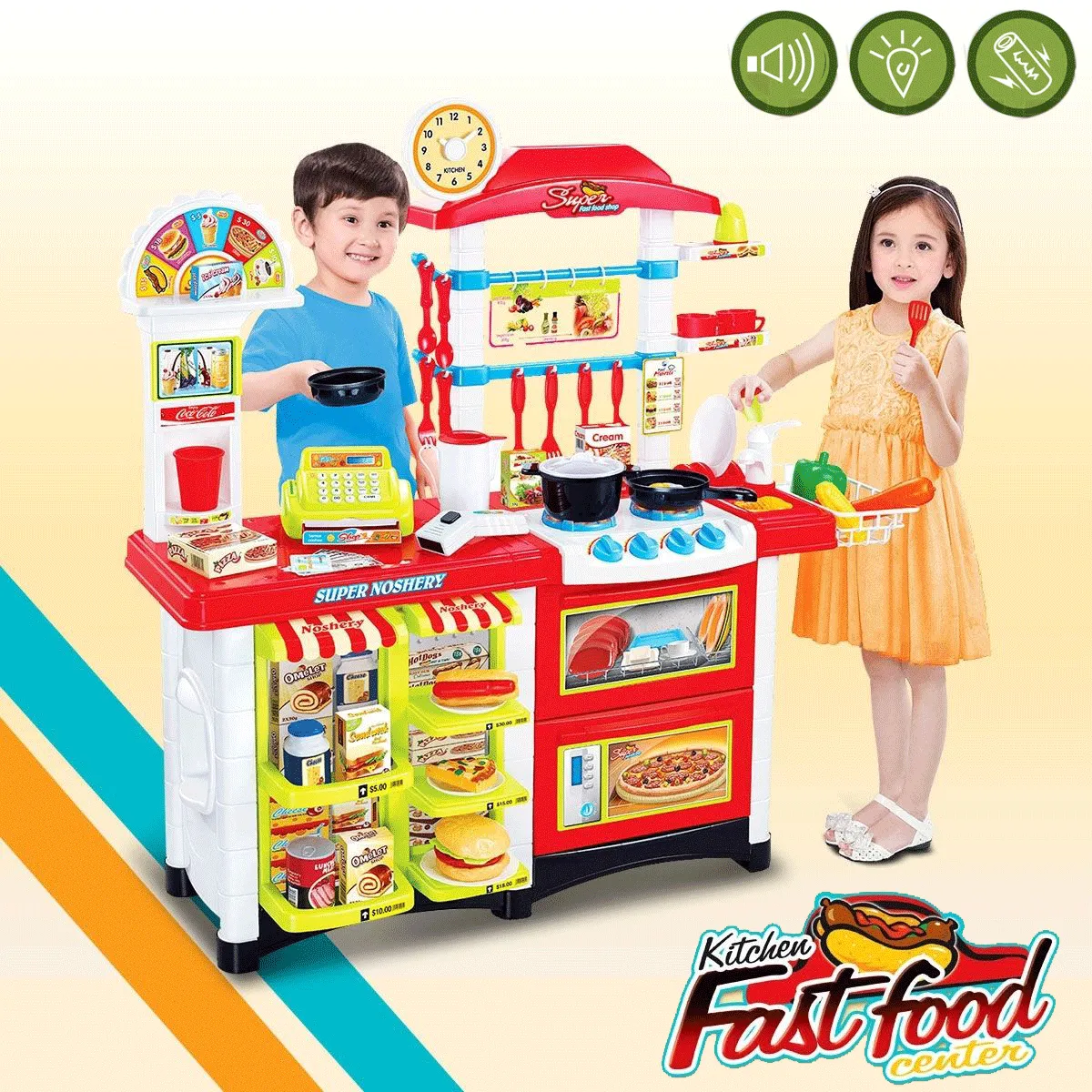 Kids Kitchen Pretend Role Play Supermarket Set Toddler Children Toy Home Food