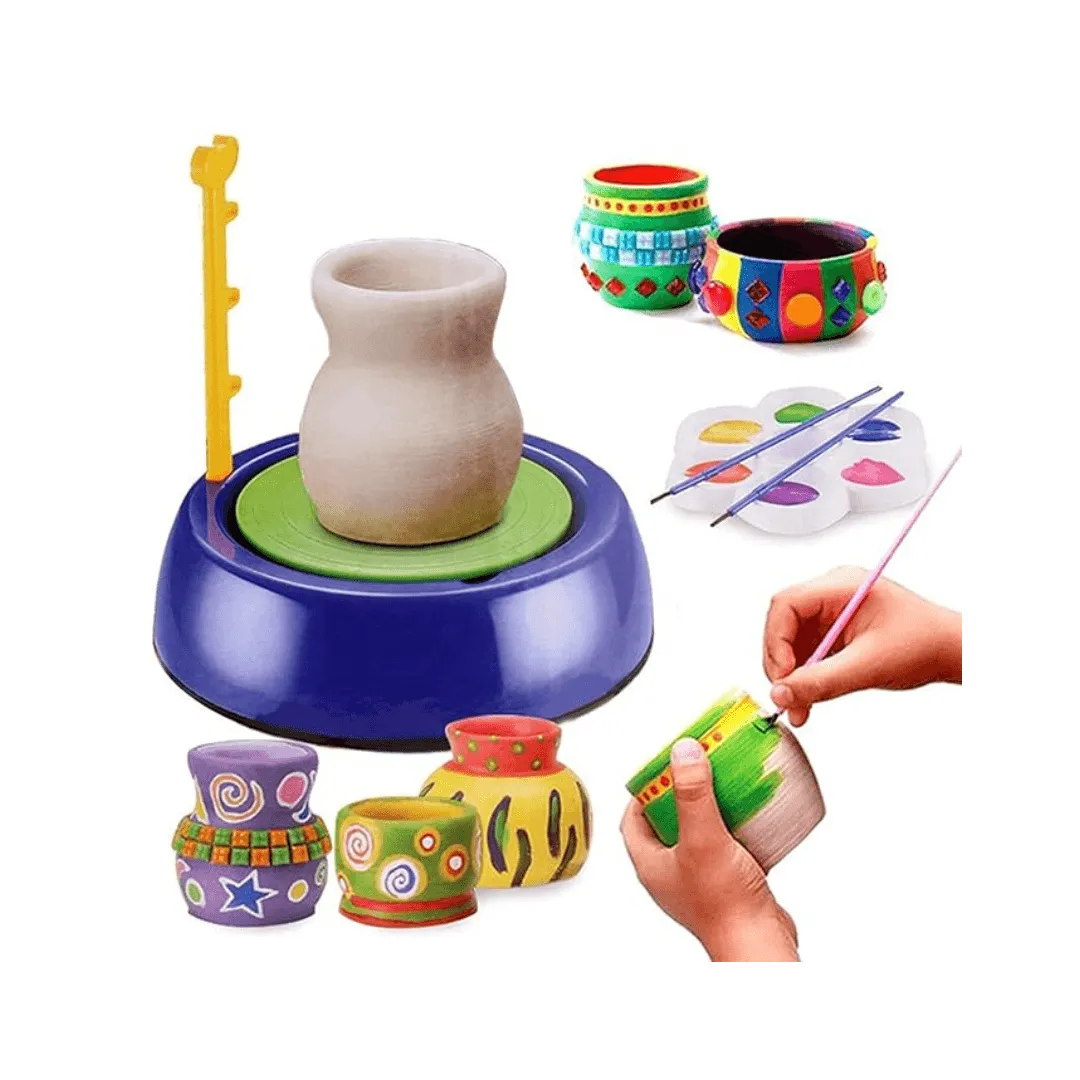 Kids Pottery Wheel Kit - Battery Operated Pottery Wheel & Painting Kit