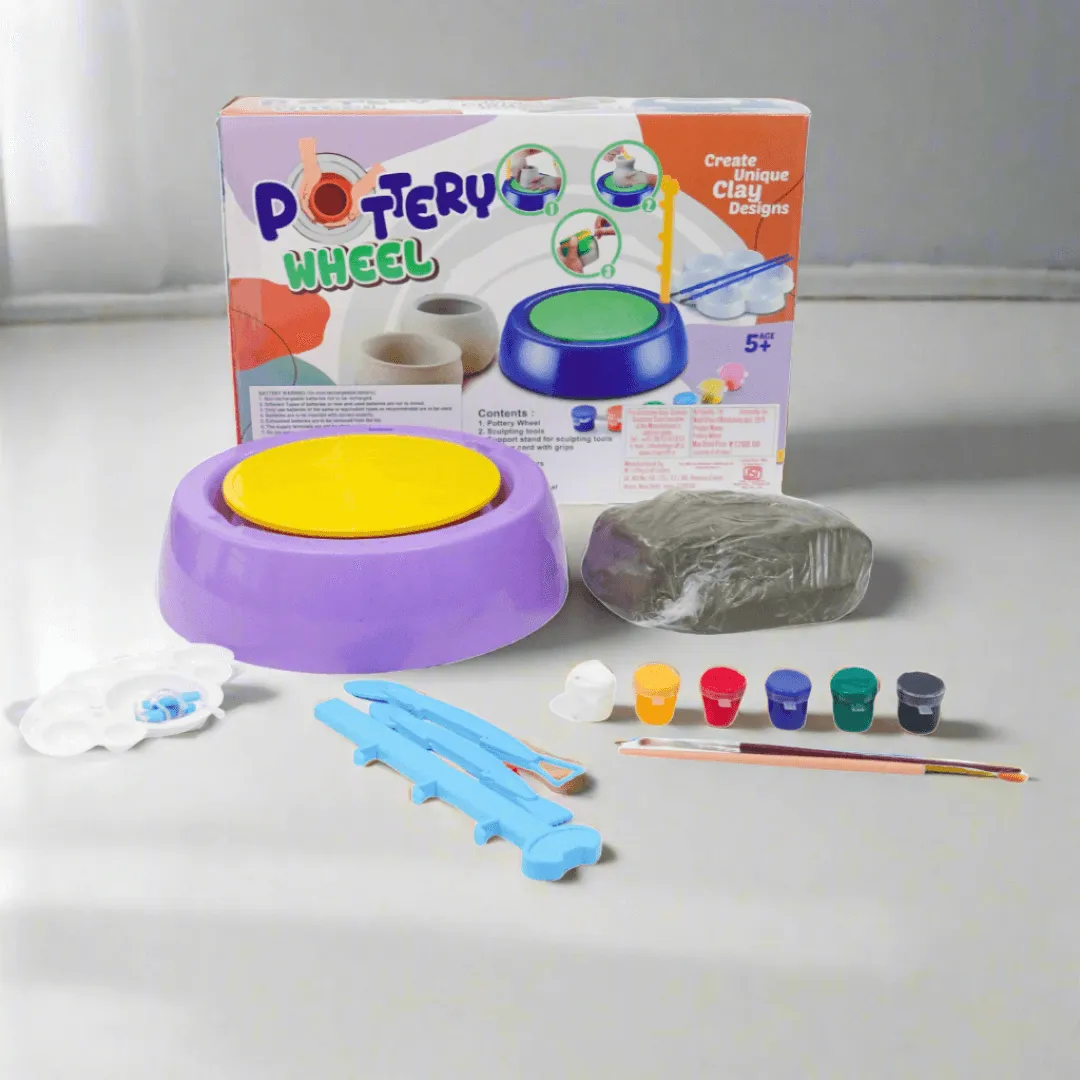 Kids Pottery Wheel Kit - Battery Operated Pottery Wheel & Painting Kit