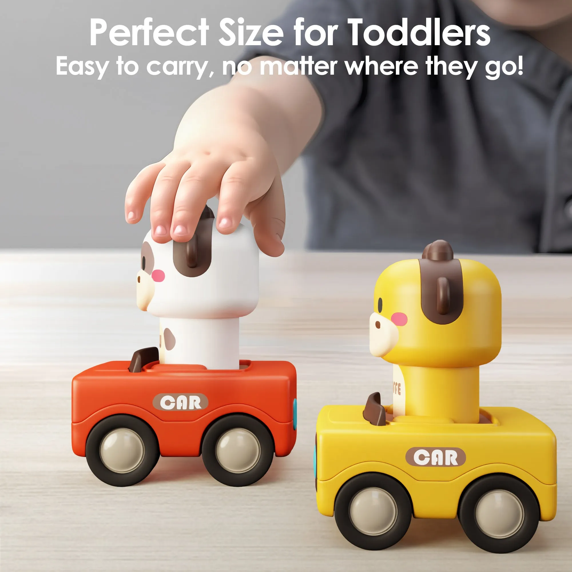 Press and Go Vehicle Car Toys, Animal Racing Cars