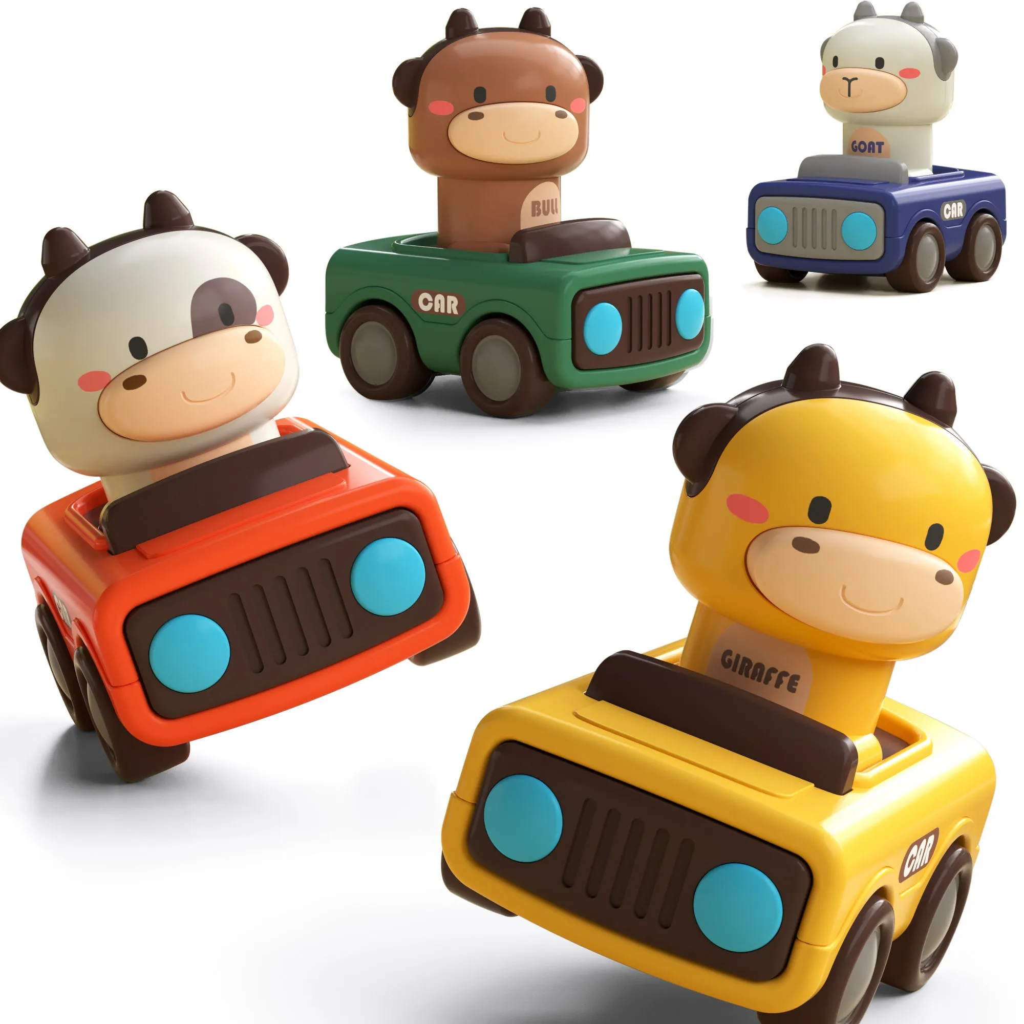 Press and Go Vehicle Car Toys, Animal Racing Cars