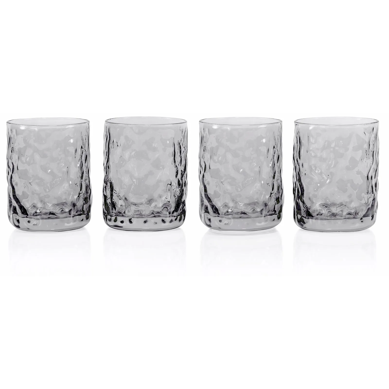 Red Co. Set of 4 Dimpled Glass 9 Fl Oz Beverage Drinking Tumblers