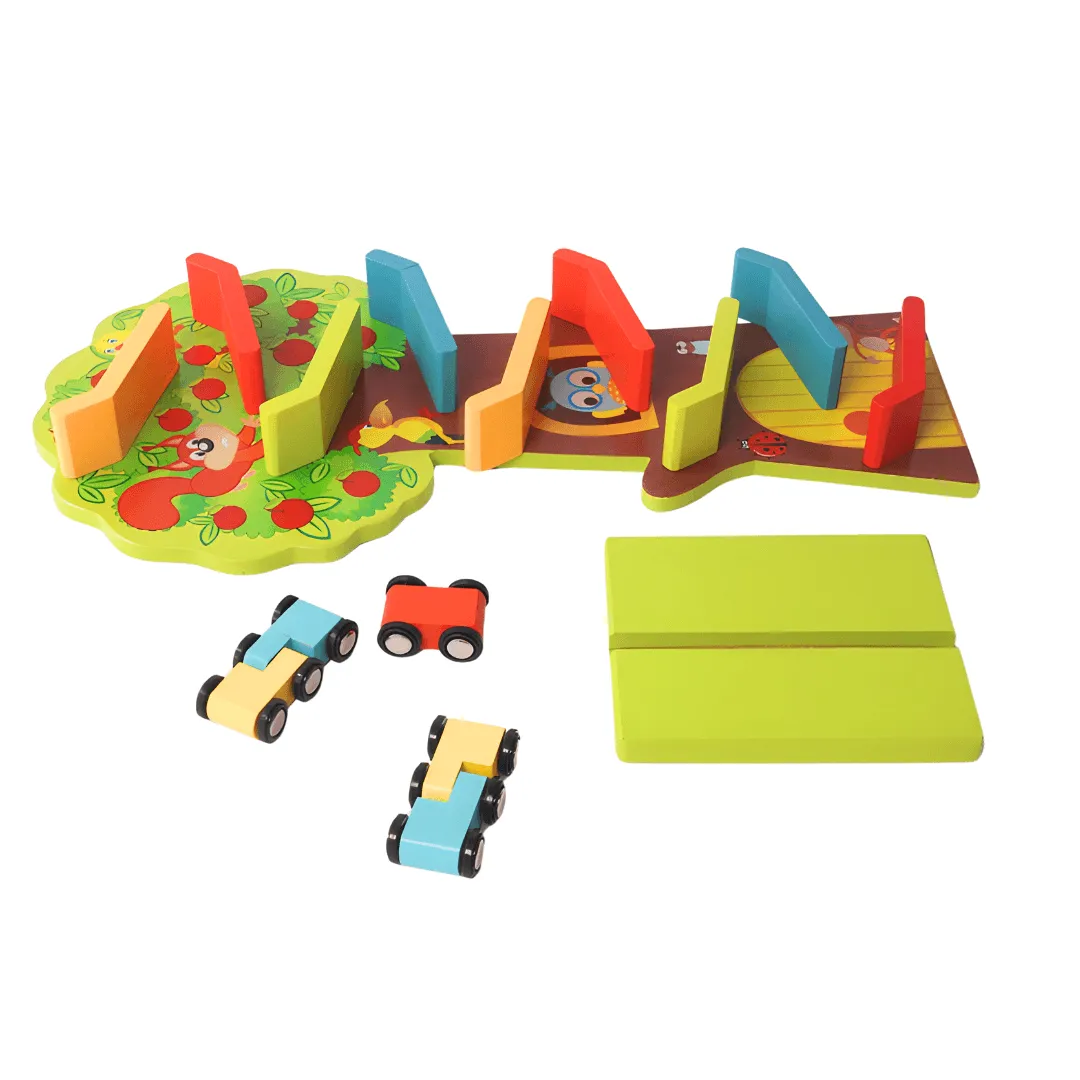 Squirrel Taxiway Wooden Toy with small cars for Kids Age 3