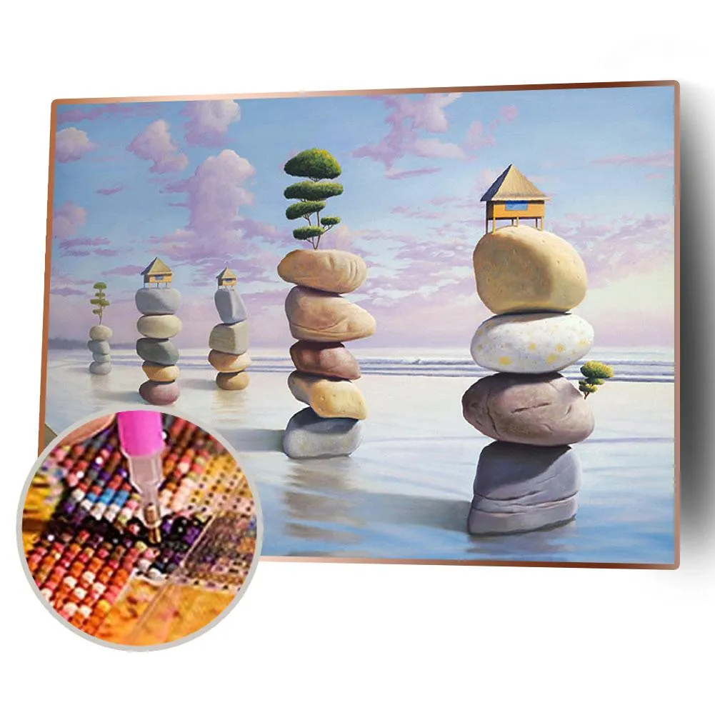 Stone Pillar - 5D DIY Round Drill Diamond Painting (Canvas (Canvas 40x40cm/15.71x15.71in )/15.71x11.81in )