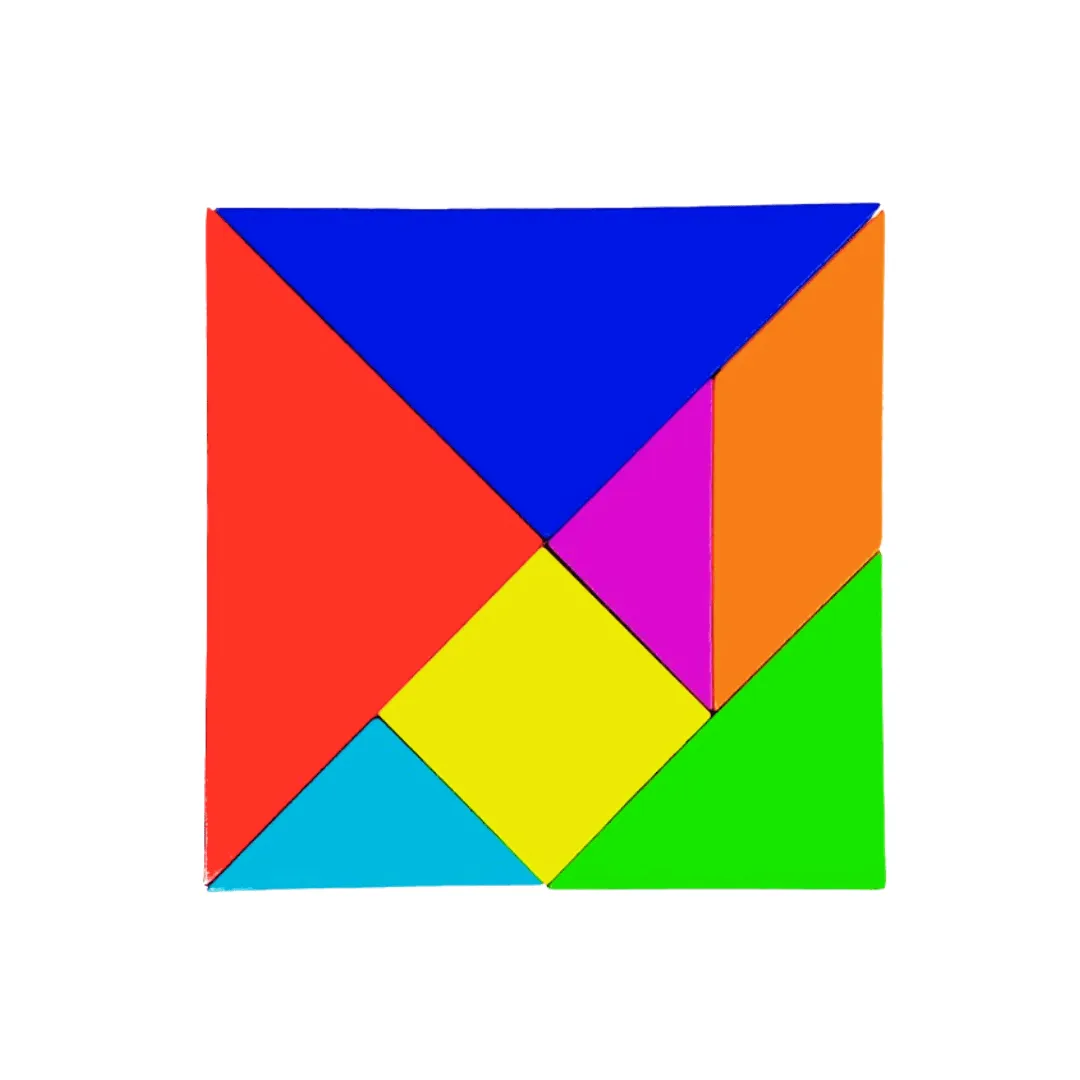 Wooden 7 Piece Tangram Puzzle-1 (Random colours will be sent)