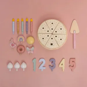 Wooden Birthday Cake Play Food 26piece - Pink