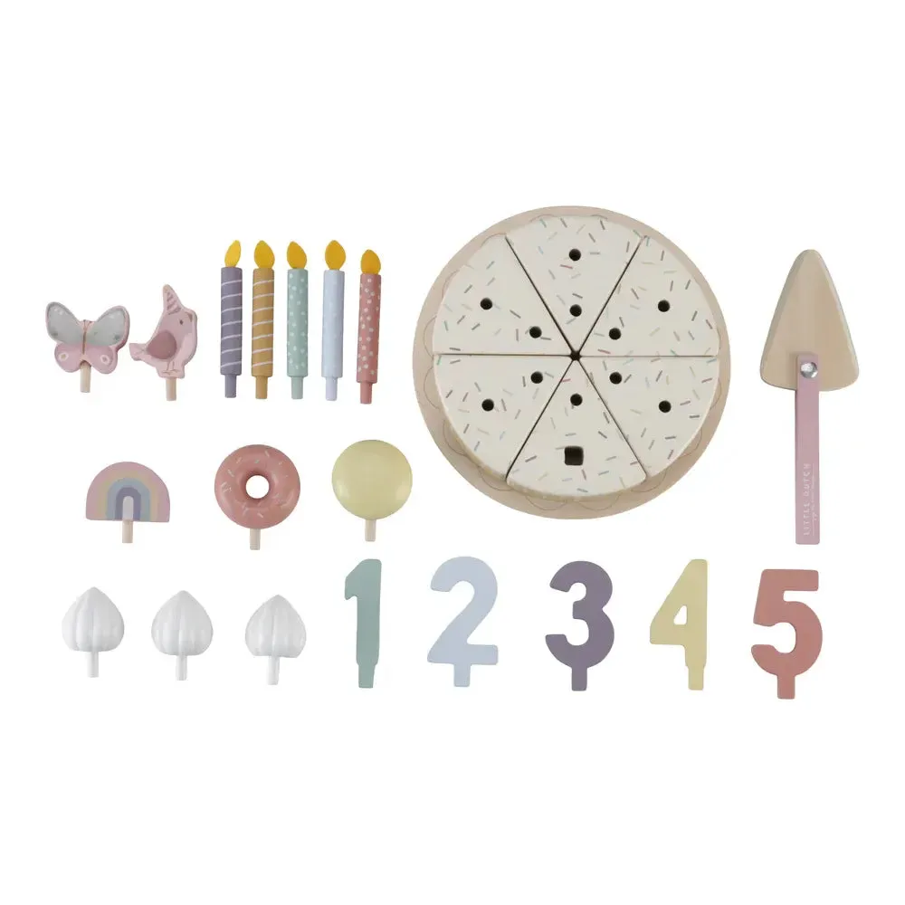 Wooden Birthday Cake Play Food 26piece - Pink