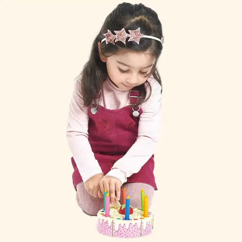 Wooden Rainbow Pretend Play Birthday Cake